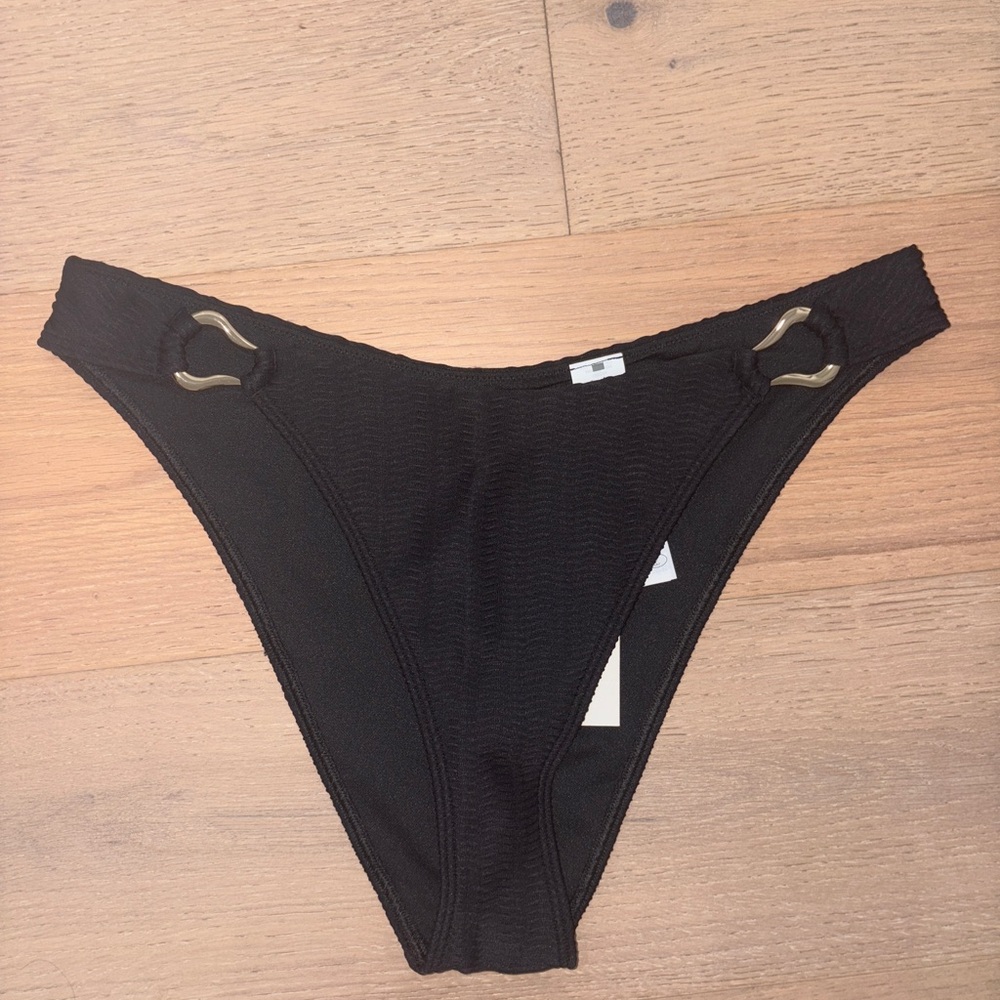 Abercrombie & Fitch Black Hardware High-Leg Cheeky Bikini Bottoms - Picture 3 of 6